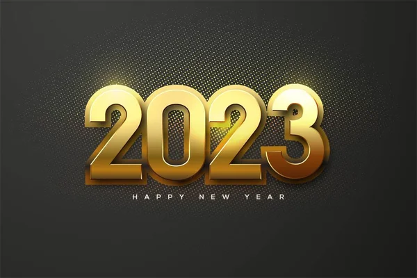 暗い背景に金色の数字が孤立した 2023 Happy New Year イラスト — ストック写真