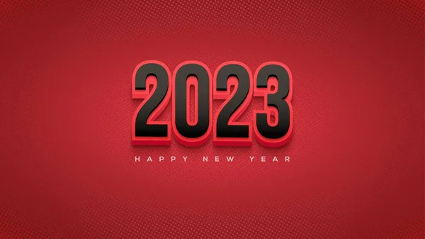 Happy New Year 2023 Black Numbers Wrapped Red — Zdjęcie stockowe