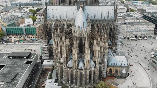 Uma Vista Aérea Das Torres Catedral Colônia Colônia Alemanha — Fotografia de Stock