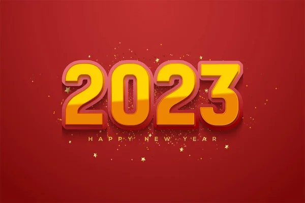 Kırmızı Arkaplanda Izole Edilmiş 2023 Mutlu Yıllar Illüstrasyonu — Stok fotoğraf