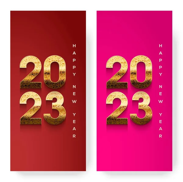 Egy Illusztráció Két 2023 Boldog Évet Sablonok Elszigetelt Gesztenyebarna Rózsaszín — Stock Fotó