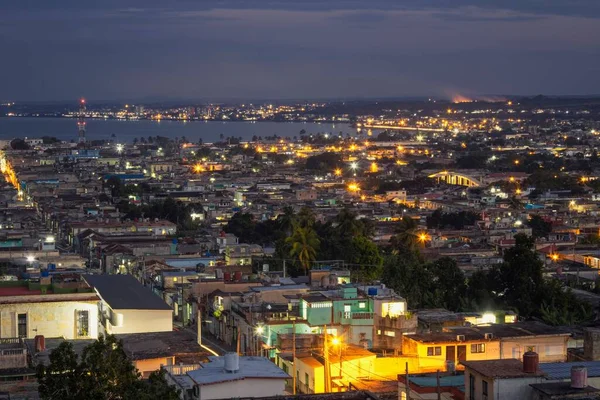Widok Powietrza Matanzas Śródmieścia Godzinach Wieczornych Kuba — Zdjęcie stockowe