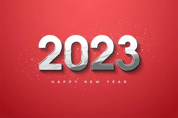 Una Ilustración Feliz Año Nuevo 2023 Con Números Plata Aislados — Foto de Stock