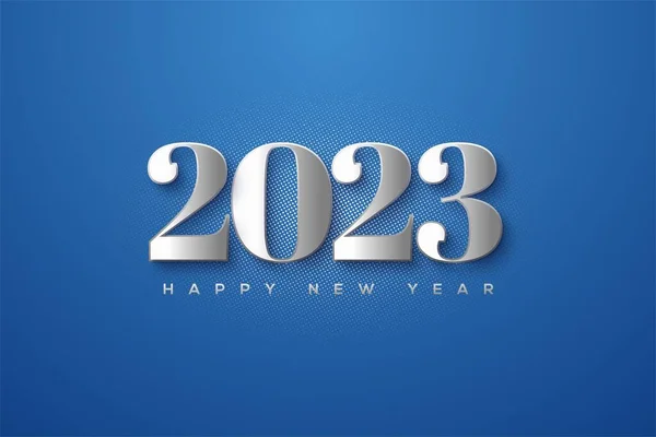 Illustration New Years Background Classic Silver Numbers 2023 Blue Background — Stock Photo, Image