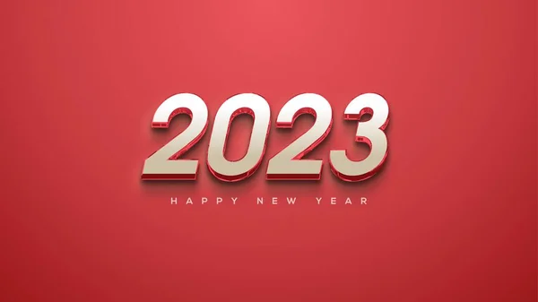 新年快乐 2023年 红色背景上有3D个数字 — 图库照片