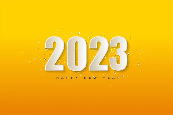 黄色の背景に金属の輝き番号2023 — ストック写真