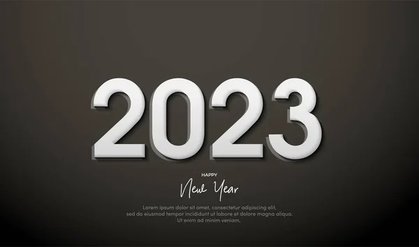 Nou Fericit 2023 Numere Albe Fundal Negru — Fotografie, imagine de stoc