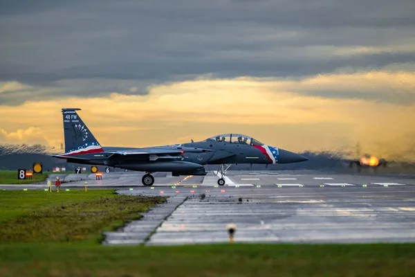 Raf Lakenheath Sunset F15 Arrivals Departures — Stock Photo, Image