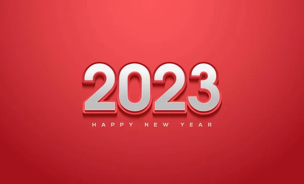 Happy New Year 2023 White Red Background — Stock Photo, Image