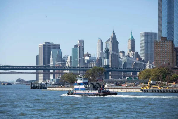 Famoso Ponte Manhattan Skyline Della Città Una Mattina Sole — Foto Stock