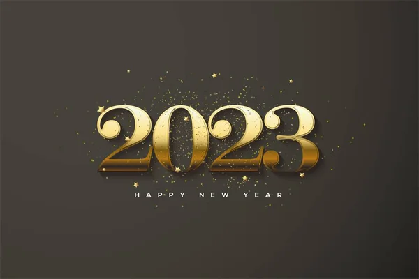 Kahverengi Arka Planda 2023 Altın Bir Parıltı — Stok fotoğraf