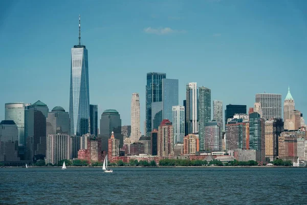 Jest Widok Manhattan Skyline Nowym Jorku — Zdjęcie stockowe
