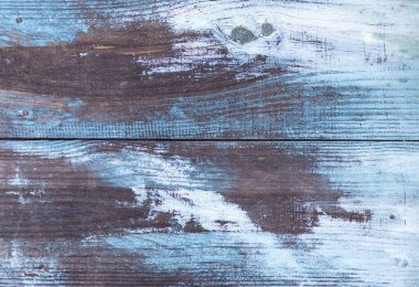 Beyaz ve mavi kabuklu eski ahşap arka plan dokusu. Tam çerçeve