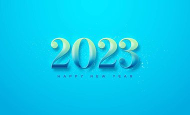 happy new year classic 2023 with mixed blue and yellow