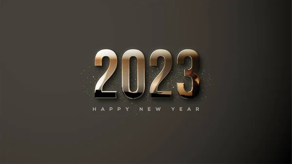 Happy New Year Modern Numbers Black Background — Photo