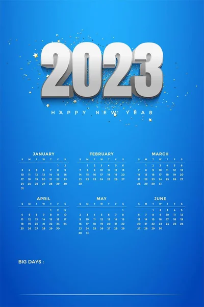 新年快乐 2023年 日历为蓝色 — 图库照片