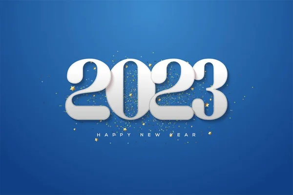 2023 Gott Nytt Illustration Med Silversiffror Isolerade Den Blå Bakgrunden — Stockfoto
