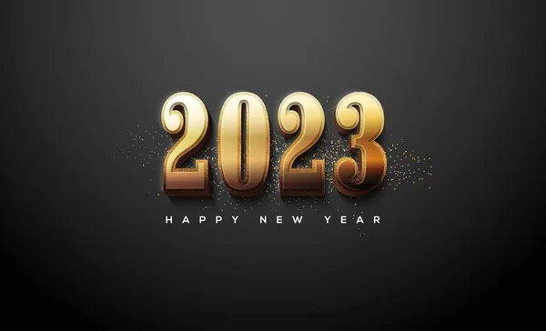 Šťastný Nový Rok 2023 Lesklou Zlatou Barvou — Stock fotografie