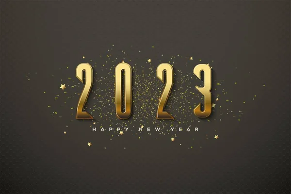 Een 2023 Happy New Year Illustratie Met Gouden Cijfers Geïsoleerd — Stockfoto