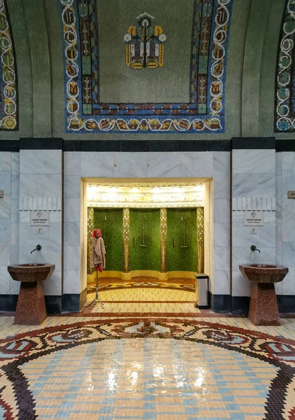 Mosaicos Spa Interior Verde Interior Piscinas Termales Spa Gellert Budapest —  Fotos de Stock