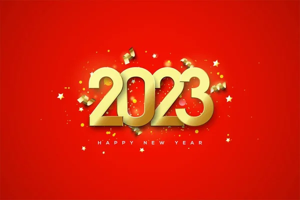 Uma Celebração Ouro 2023 Fundo Vermelho Brilhante Para Conceito Anos — Fotografia de Stock
