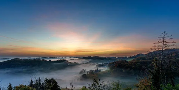 Charming Sunrise Scenery Area South Styrian Wine Road — Stock Photo, Image
