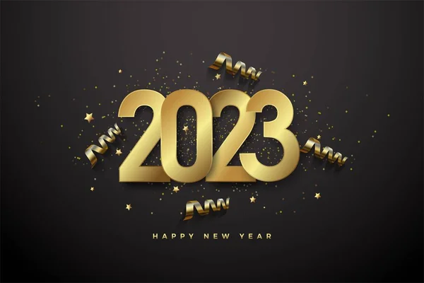 Nový Rok 2023 Zlatými Čísly Černém Pozadí — Stock fotografie