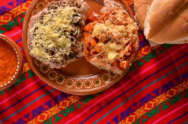 Ein Blick Von Oben Auf Leckeres Traditionelles Mexikanisches Essen Auf — Stockfoto