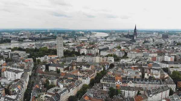 Вид Воздуха Городской Пейзаж Кёльна Германия Легким Небом Горизонте — стоковое фото