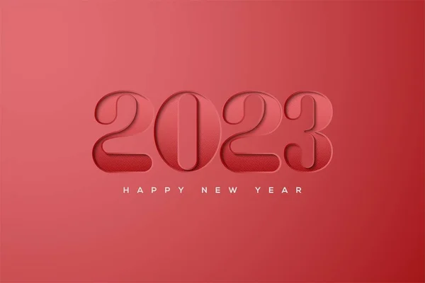 Minimalistyczny 2023 Szczęśliwego Nowego Roku Wyrzeźbiony Pięknym Czerwonym Tle Idealny — Zdjęcie stockowe
