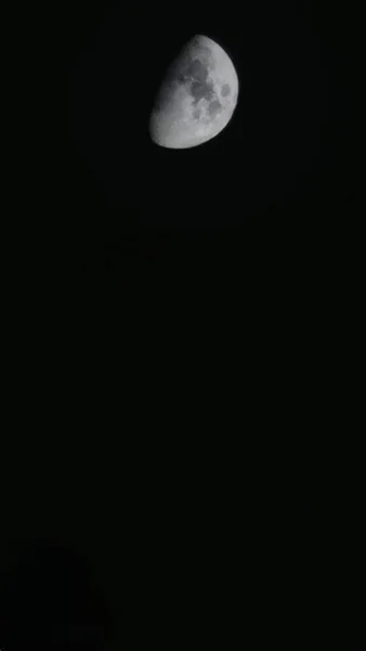 Egy Szürkeárnyalatú Függőleges Kép Holdról Sötét Éjszakai Égbolton — Stock Fotó