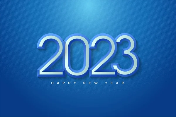 2023 Щасливий Новорічний Плакат Соціальних Мереж Класичними Синіми Номерами Ізольовані — стокове фото