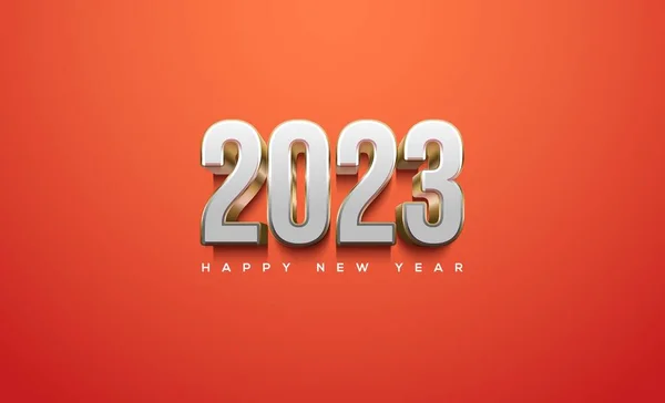 Boldog Évet 2023 Szociális Média Poszter Klasszikus Ezüst Számok Elszigetelt — Stock Fotó