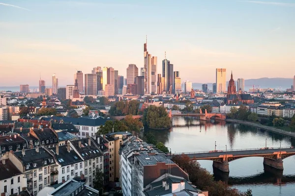Hermoso Horizonte Frankfurt Por Mañana Alemania — Foto de Stock