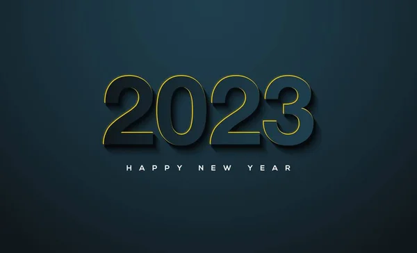 暗い青の背景に隔離された古典的な数字を持つ幸せな新年2023ソーシャルメディアポスター — ストック写真