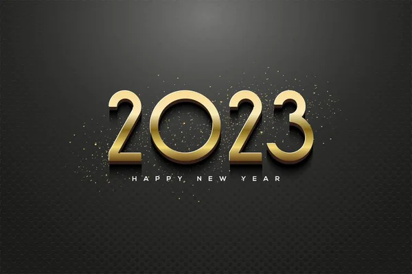 Ilustracja Szczęśliwego Nowego Roku 2023 Złotymi Cyframi Ciemnym Tle — Zdjęcie stockowe