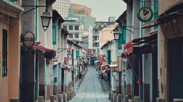Blick Auf Eine Schmale Straße Mit Wohnhäusern Macau — Stockfoto