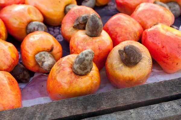 Fresh Cashew Fruit Also Known Cashew Apple Sale Local Outdoor — Stock Photo, Image