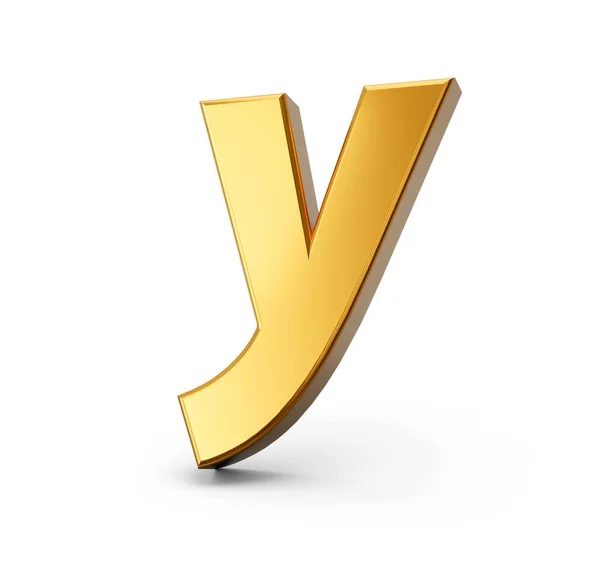 在白色背景上孤立的一个金色字母Y的3D渲染 — 图库照片