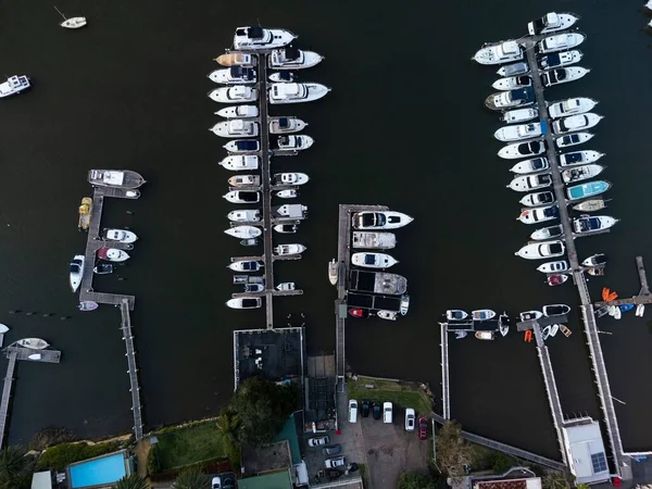 Повітряний Вид Човнів Гавані Спокійній Річці Гоуксбері Бруклін Сідней — стокове фото