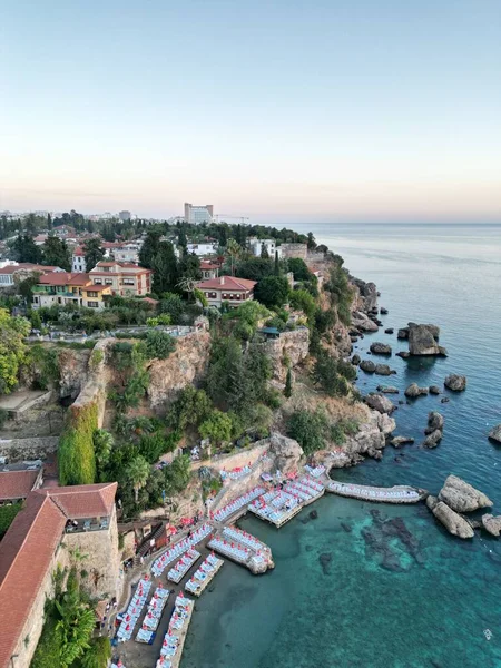 Una Splendida Vista Sedie Sdraio Resort Antalya Turchia Durante Alba — Foto Stock