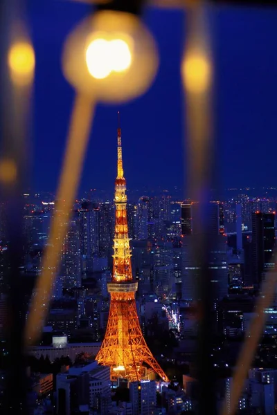 Tokyo Kulesi Nin Tokyo Japonya Nın Özel Koğuşlarındaki Dikey Görüntüsü — Stok fotoğraf