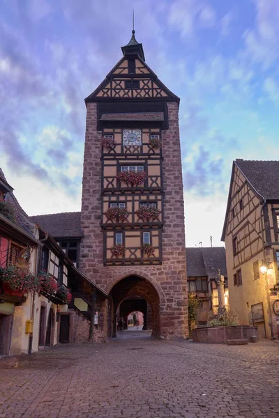 Vertical Shot Historic Dolder Museum Blue Sky Riquewihr France — Stock Photo, Image