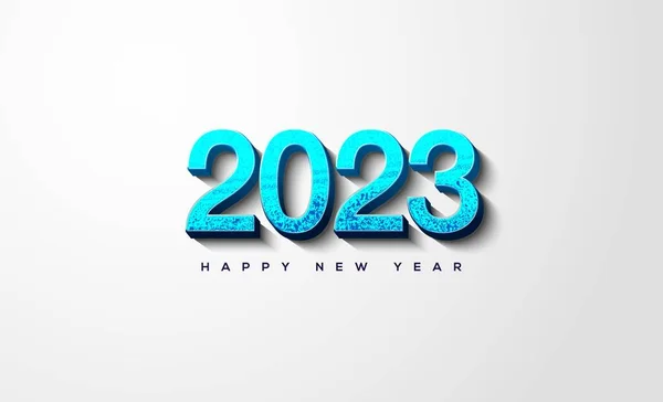 白い背景に輝く明るい青2023年をテーマにした新年の壁紙 — ストック写真