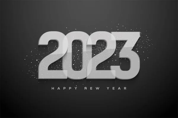 Ilustrace Šťastný Nový Rok 2023 Průhlednými Čísly Izolovanými Tmavém Pozadí — Stock fotografie