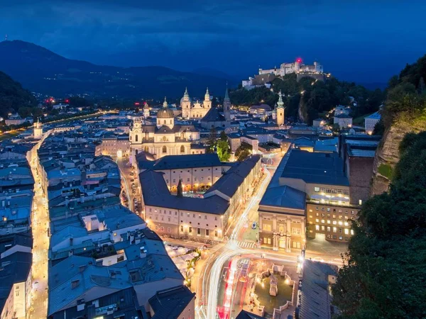 Charming Night Cityscape Salzburg Historical Buildings Austria — Stock Photo, Image