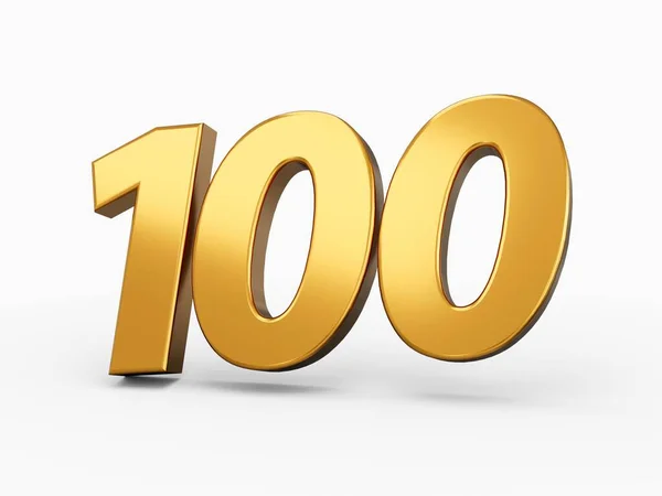 Візуалізація Золотого Числа 100 Ізольовано Білому Тлі — стокове фото