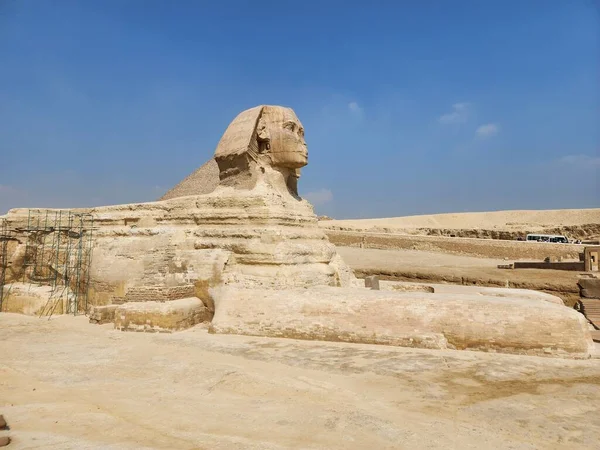 Die Große Sphinx Kairo Ägypten Gegen Den Blauen Himmel — Stockfoto