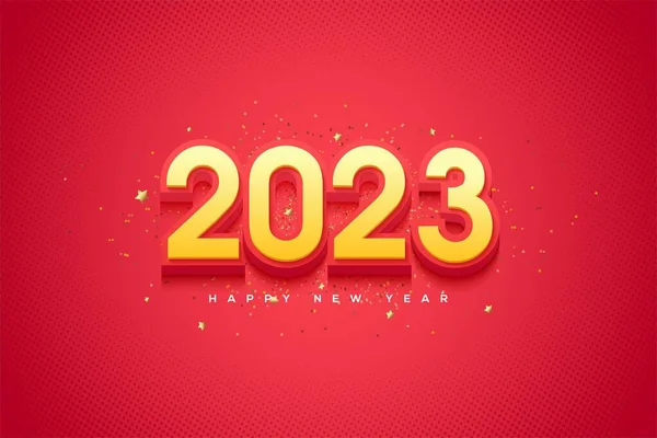 Nytt 2023 Med Gula Siffror Röd Bakgrund — Stockfoto