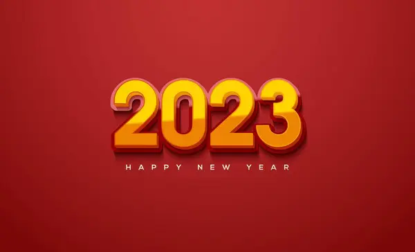 赤い背景に金の古典的な数字が孤立した幸せな新年2023ソーシャルメディアのポスター — ストック写真